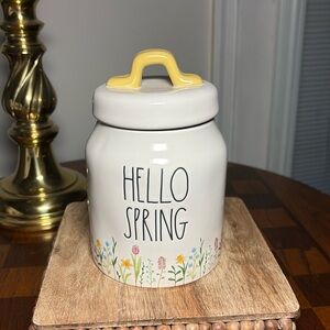 Rae Dunn Hello Spring storage container